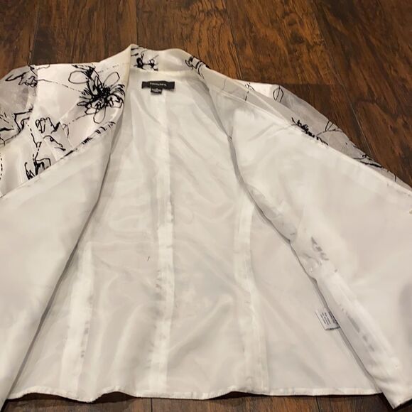 R&M Richards floating flowers size 12 blazer 3/4 see through sleeves silky feel - Picture 10 of 16